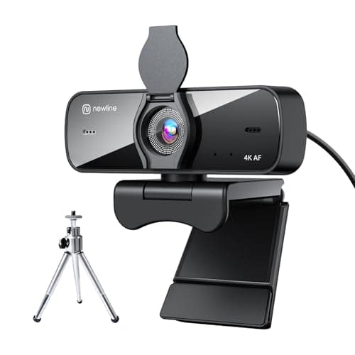 Image of N newline 4K Webcam for PC, 30fps, Dual Stereo Microphones, Noise Cancellation, Auto Light Correction, Privacy Cover & Metal Tripod, USB HD Computer Camera for Streaming, Video Calls & Conferences