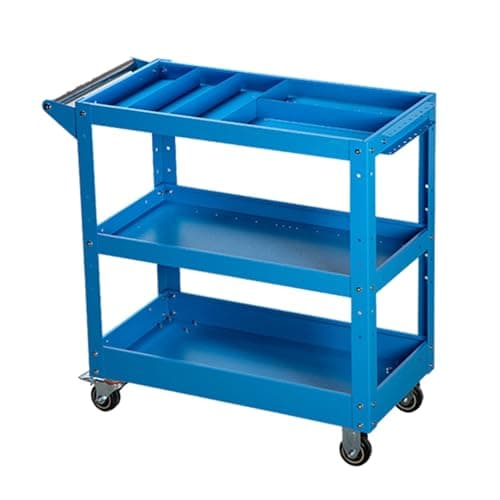 Image of Heavy-Duty 3-Tier Tool Cart, 200kg Capacity Garage Service Trolley with Handle, Ideal for Warehouse & Repair Shop, Blue Style 2