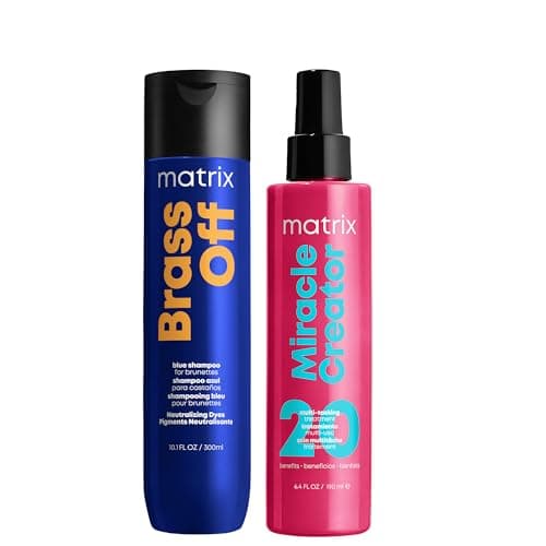 Image of Matrix, Total Results, Brass Off, Blue Toning Shampoo 300ml and Miracle Creator Multi Tasking Hair Treatment Leave-In Conditioner 200ml, for Lightened Brunette Hair Duo