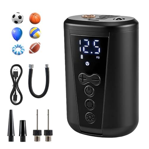 Image of Electric Ball Pump, Smart Football Pump Portable Fast Ball Inflator with Precise Pressure Gauge, LED Light, Digital LCD Display, 4 Preset Mode, 2000mAh Battery for Basketball Volleyball Rugby, 2-15PSI