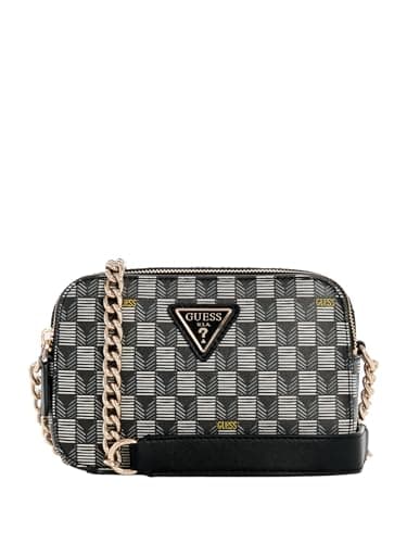 Image of GUESS Women G Wave Camera Crossbody Shoulder Bag, Black Logo, One Size