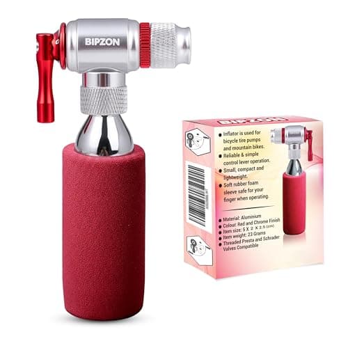 Image of BIPZON CO2 Bike Tyre Inflator - Quick & Easy Cycling Tire Pump, Presta and Schrader Valve Compatible 12g, 16g, 20g & 25g Threaded Cartridges - For Road, MTB & Hybrid Bikes (Cartridges Not Included)
