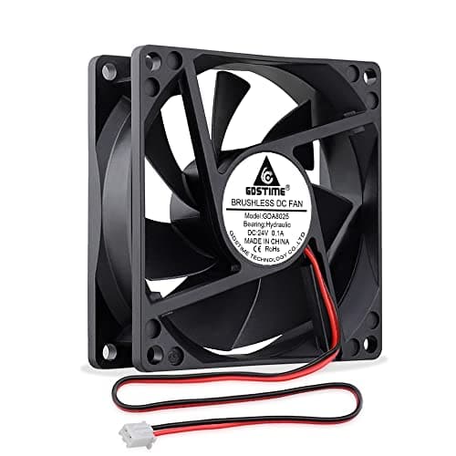 Image of GDSTIME 24V 80mm Fan 80 x 25mm PC Case Fan 2PIN 2800 RPM 43.6 CFM 24V DC Brushless Computer Cooling Fans for Computer Xbox Game Console Router TV box