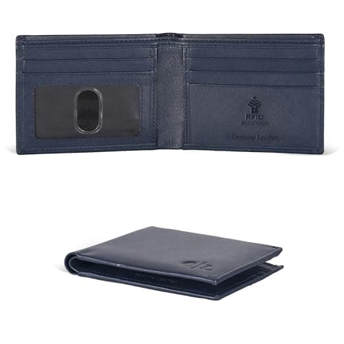 Image of Oak Leathers Blue Full Grain Leather Wallets for Men | Minimalist | Bi fold Wallet | Secured RFID Blocking | 4 Credit Card Slots