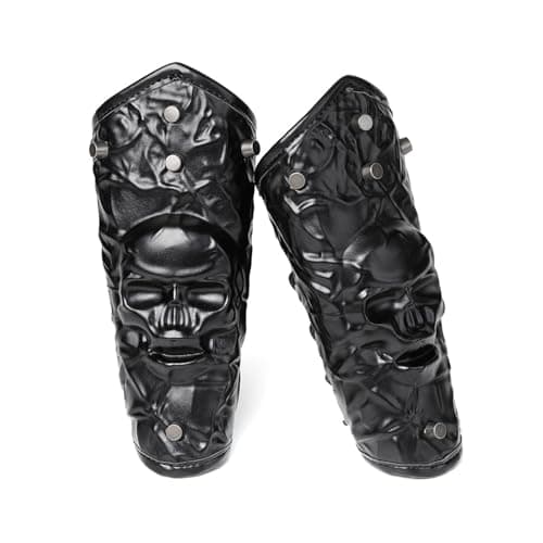 Image of Shurhome Unisex Faux Leather Skull Head Gauntlets Wristband Wide Bracer Arm Armors Cuff Guard Comfortable Leather Band for Men