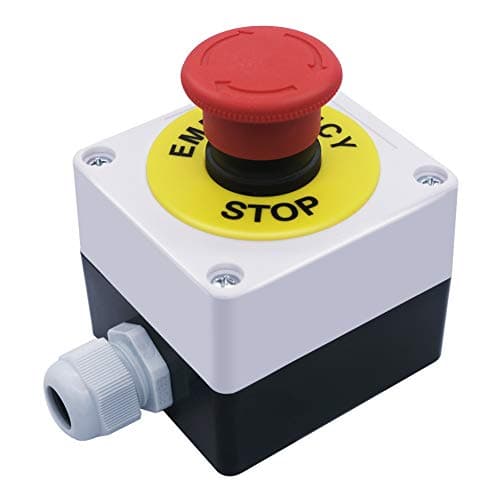 Image of mxuteuk 22mm Red Mushroom Switch Station Box AC 660V 10A 2NC Red Mushroom Emergency Stop Switch Push Button Estop Switch Station Box，1 Years Warranty HB2-ES544-BOX-W
