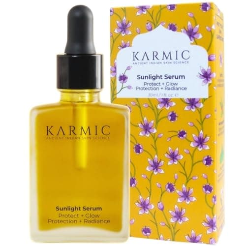 Image of Karmic Skin Brightening Vitamin C Face Serum: With Saffron & Vit. E | Hydrate & Reveal Bright Glowing Skin | Correct Dark Spots | Treat Hyperpigmentation | Organic Facial Oil Skin Care | Women & Men