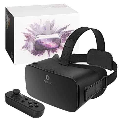 Image of DESTEK V5 VR Headset for Phone w/Remote Controller, 128 Premium VR apps Included, Anti-Blue Eyes Protected HD Lenses, 110° FOV Virtual Reality Headsets for iPhone, Android Phone | Black