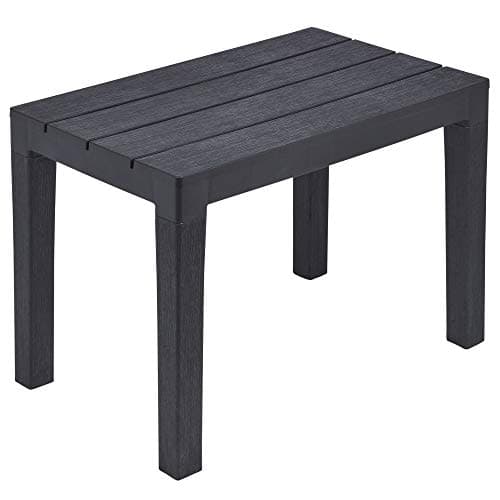 Image of URBNLIVING Black Plastic Garden Outdoor Table/Bench Furniture - 100% Weatherproof
