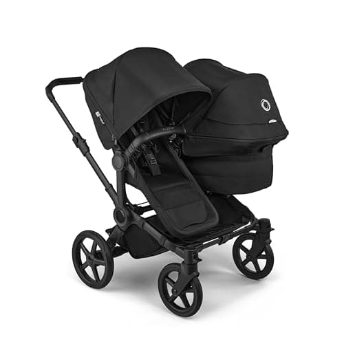 Image of Bugaboo Donkey 6 Double Stroller, Side-by-Side Convertible Pushchair for Newborn and Toddler, Reversible Seat, Easy to Maneuver All-Terrain Wheels and One Hand Steering, Heritage Black