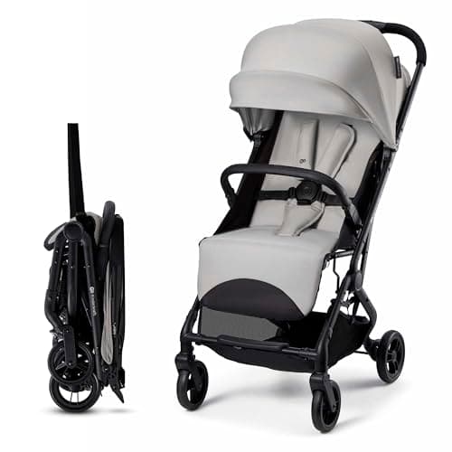 Image of Kinderkraft INDY 3 Lightweight Compact Pushchair from Birth to 15kg, 7.3kg, one-Hand Click & FOLD, Compact fold 33×57.3×61.5 cm, 84cm seat, 5-Point Harness, Grey
