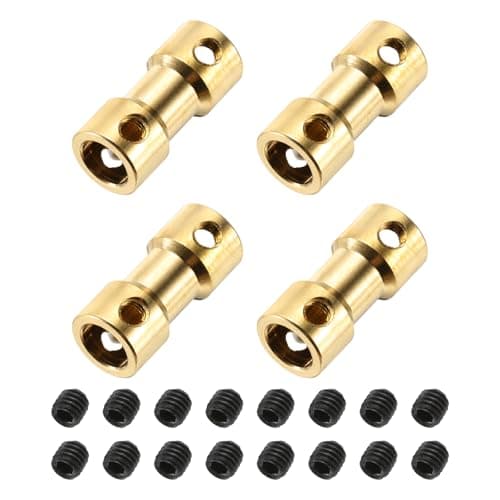 Image of sourcing map 4Pcs 3mm to 6mm Brass Shaft Coupling Joint Connector with Screws Flexible Motor Shaft Coupler for RC Model Car Airplane Motor Wheels Tires Shaft