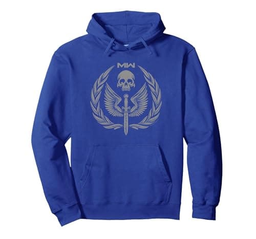 Image of Call of Duty: Modern Warfare 2 Skull Dagger Distressed Logo Pullover Hoodie, Adult Unisex, Royal Blue, X-Large