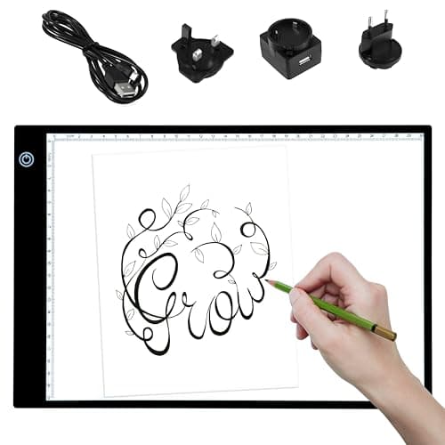 Image of PURElite A4 Ultra-Thin LED Light Box, Daylight Light Pad with 3 Level Dimmer Touch Control, USB or Mains Powered, 1450 Lumen for Tracing Drawing Sewing Craft, Black