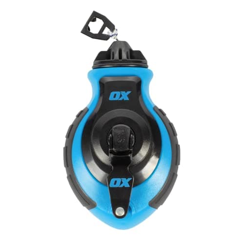Image of OX Tools OX-P027731 Chalk Line - 100' Thick Line, Curved Hook, 6:1 Gear Ratio, Metal Handle, Easy Top Load, Ergonomic Shape & Rubber Grips - Ideal for Deck Builders, Framers, Roofers