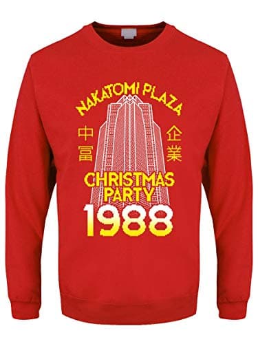 Image of Grindstore Men's Nakatomi Plaza Red Christmas Sweater