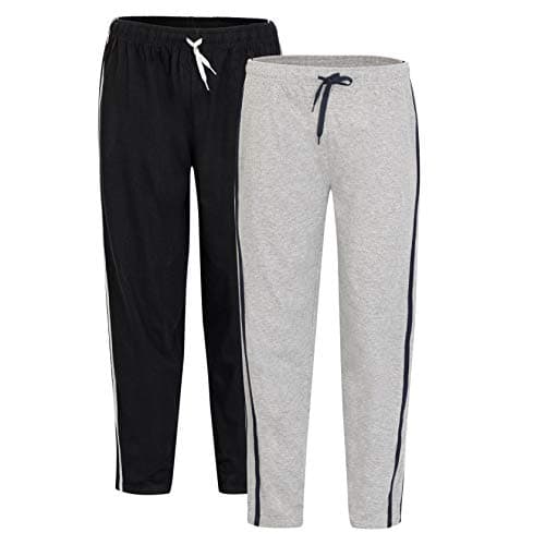 Image of Mens 2 Pack Pyjama Bottoms Loungewear Night Pants with Pockets (M,Black/Grey)