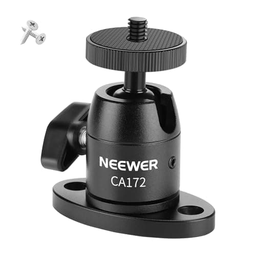 Image of NEEWER Webcam Wall Ceiling Mount Bracket, Aluminum Alloy Mini Ball Head & 1/4" Screw for Photo Studio Photography Video Recording Action Camera Accessories, 360° Rotation & 90° Tilt, CA172