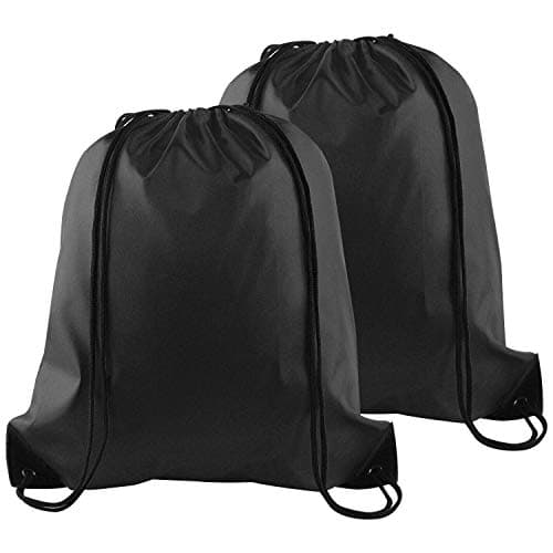 Image of FEPITO 2/8/12/15/16/22 Pack Drawstring Backpack Bags Sack Cinch Bag String Backpack for Gym Traveling (2, Black)