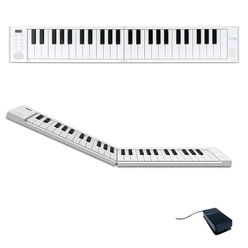 Image of Carry-on Folding Piano 49 Touch Ultra-Portable Keyboard with 128 Voices, USB & Bluetooth MIDI for Travel, Practice & Performance - White