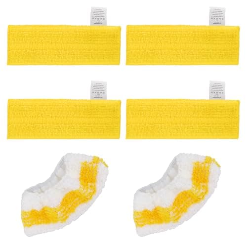 Image of 6 Pack Microfibre Steam Cleaner Pads for Kärcher Easyfix SC 1, SC 2, SC 3, SC 4, SC 5 Steam Cleaners, 4 Floor Cloth Pads + 2 Hand Nozzle Cloth Cover