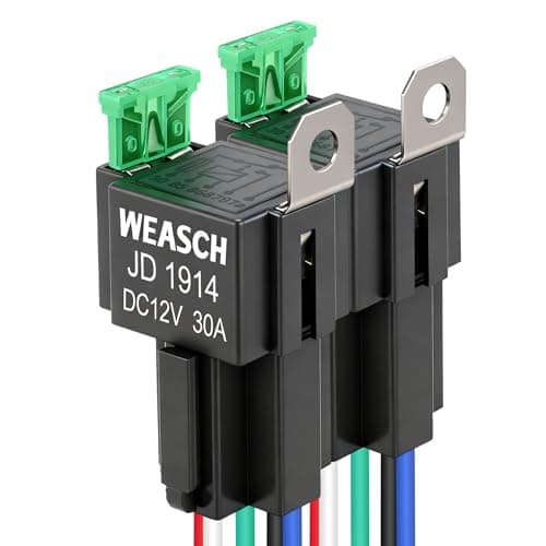 Image of Weasch 2 Pack Fuse Relay Switch Kit, 12V 30A, 5 Pin SPDT, 30A Switch Harness Set, Automotive Electrical Relays with 14 AWG Hot Wires