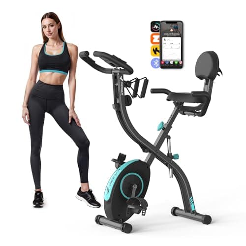 Image of MERACH Foldable Exercise Bike - Exclusive APP for Customizable Plans, 16-Level Magnetic Resistance Folding Stationary Exercise Bike, 300lbs Capacity & Upgraded Comfort Seat Cushion
