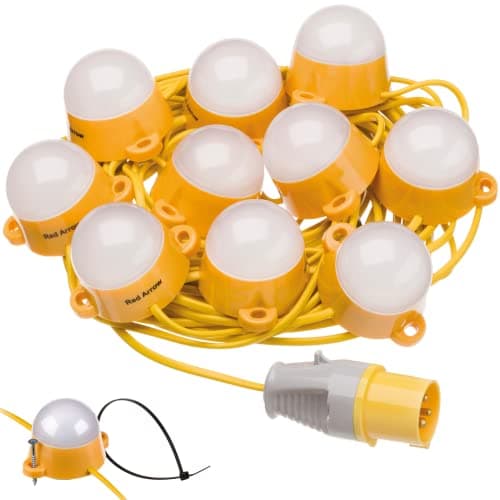 Image of Work Lights 110V LED Site Lighting Festoon Kits Interconnectable IP44 6500K 35,000 Hours Life Expectancy (22m)