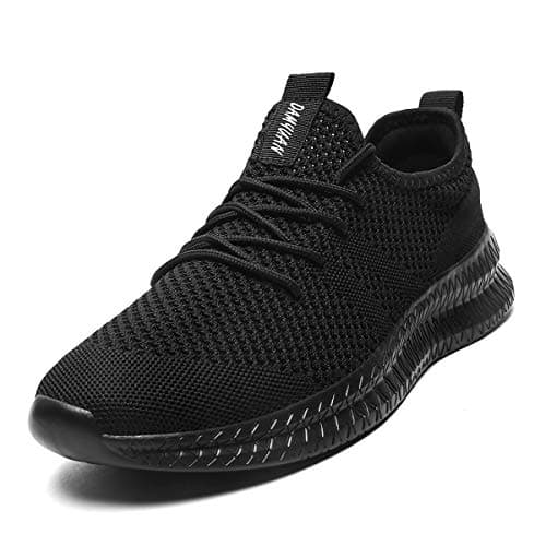 Image of Tvtaop Mens Trainers Road Running Shoes Sneaker Gym Athletic Breathable Outdoor Sports Tennis Fitness Non Slip Lightweight Comfortable Casual Walking Shoes Black 8 UK
