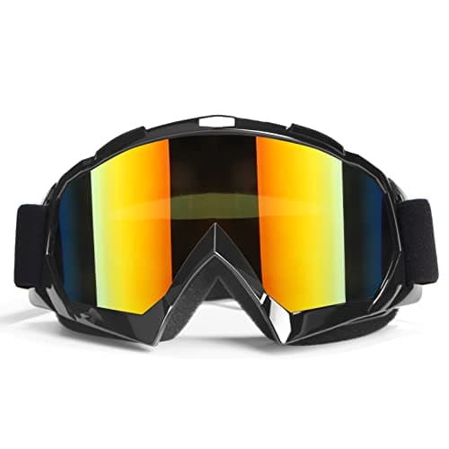 Image of 4-FQ Motorcycle Goggles Dirt Bike Goggles Motocross Windproof ATV Dustproof Dirtbike Gear Offroad Ski Glasses Anti-Scratch PU Resin (Black frame+Color lens)
