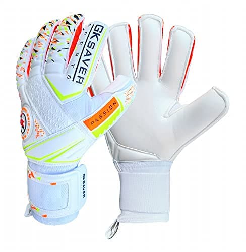 Image of GK Saver Football Goalkeeper Gloves Passion PS04 Flat cut Professional Goalie Gloves size 6 to 11 Removable Finger save Gk Gloves (NO Savefingers, SIZE 8)