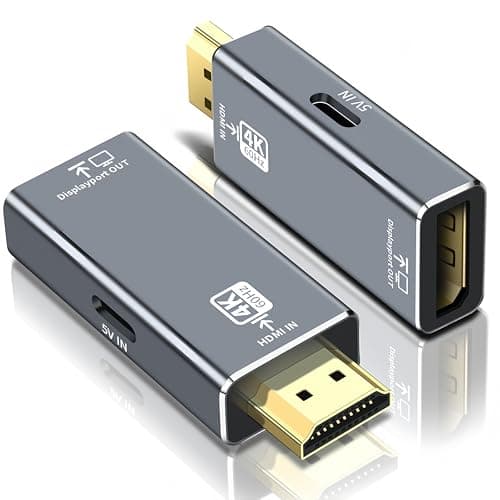 Image of HDMI to DisplayPort Adapter (4K 60Hz) Uni-Directional HDMI Male to DP Female Monitor Converter, Compatible with PC, GPU, Laptop, AMD, NVIDIA, PS5 and More