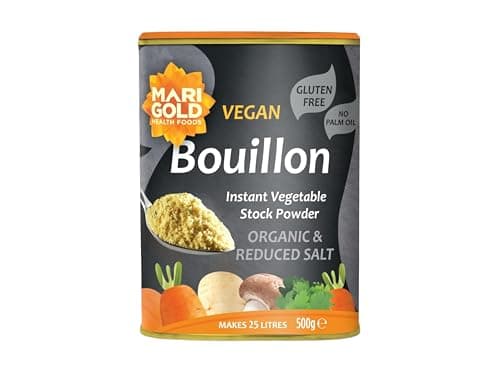 Image of Marigold Organic Reduced Salt Vegetable Bouillon Powder 500g – Instant Vegan Stock Powder, 38% Less Salt, Natural Ingredients, Gluten-Free – Perfect for Soups, Stews & Sauces, (Pack of 1)
