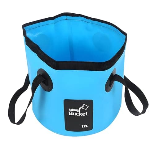 Image of VINSPIRE Collapsible Folding Bucket 12L - Portable Foldable Water Container for Camping, Fishing, Outdoor, Plumbing - Leak-Proof Reinforced Bucket Bag for Foot Soaking, Car Wash, Gardening