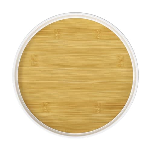 Image of LAMU 1 Piece Swivel Plate Organiser, 25 cm Swivel Plate for Cabinet, Table, Pantry, Fridge, Kitchen, Oak