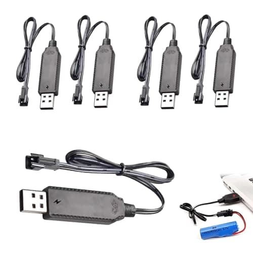 Image of 5Pcs Drone USB Charger Cable, 3.7V USB Battery Charger Cable, RC USB Battery Charger SM-2Pin Plug with LED Indicator Overcharge Protection