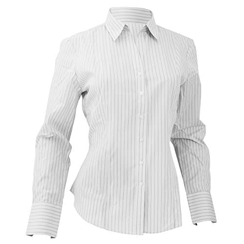 Image of Brook Taverner Ladies/Womens Perano Long Sleeve Blouse (8) (White/Grey Stripe)
