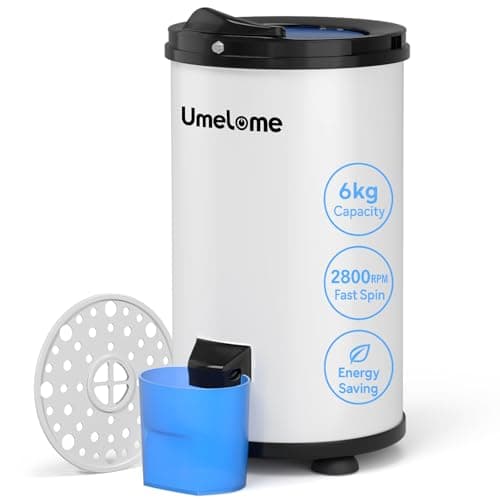 Image of Spin Dryer 6kg by Umelome, Energy&Power Saving Spinner 2800 RPM Clothes Dryer, Energy Efficiency Class: A+++, Gravity Drain dryer, White [Energy Class A+++]