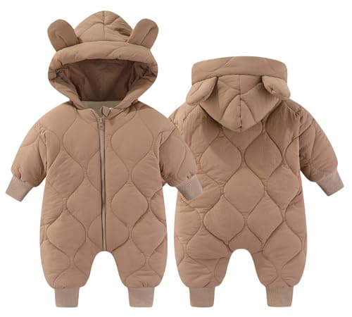 Image of Happy Cherry Baby Boy Girl Winter Snowsuit Warm Romper Hooded Toddler Jumpsuit Winter Newborn Infant 3-6 month