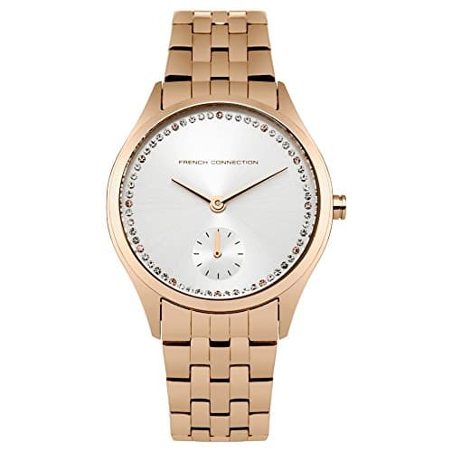 Image of French Connection Women's Quartz Watch with Silver Dial Analogue Display and Rose Gold Stainless Steel Bracelet FC1272RGM