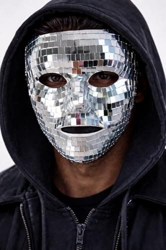 Image of eBoutik - Novelty Fun Sparkling Anonymous Guy Fawkes V Mask - Iconic Movie Festival Rave Party Costume Prop Mardi Gras, Guy Fawkes Vendetta Cosplay Festival Face Cover