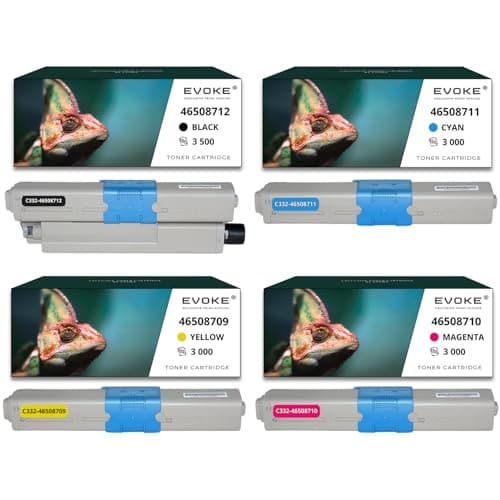 Image of C332 CMYK Toner Cartridges Set of 4 for OKI 3,500 Black Pages + 3000 Pages Each Colour Compatible with C 332 DN 332 DNw MC 332dn 363 DN 363 DN 363 DNW MC 363 N