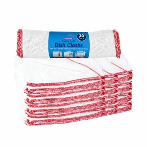 Image of HOMESHOPA Cotton Dish Cloths, 30 Pack White Soft Super Absorbent Home Kitchen Cleaning Scrubbing Washing Up Dishcloths, Washable & Reusable Tea Towels for Cleaning, Drying Surfaces, Washing Dishes