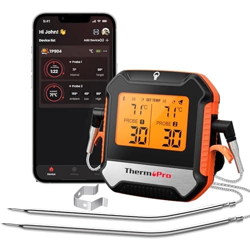 Image of ThermoPro TempPro TP904 Digital Wireless Meat Thermometer 135M Remote Bluetooth Cooking Thermometer with Smart APP Dual Food Grade Temperature Probes for Kitchen BBQ Smoker Grill Oven Turkey Beef