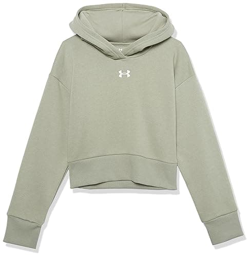 Image of Under Armour UA Rival Fleece Hooded Sweatshirt for Girls and Girls, (504) Forest Green / / White, L