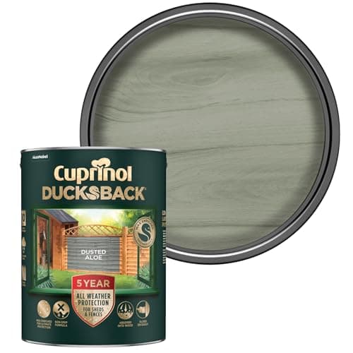 Image of SAVING HUB Ducksback Fence Paint 5L - Garden Fence&Shed Paints - Non Drip Formula, for Rough Sawn Wood - Water Repellent Frost Protection, Sheds Fences Paint - Wooden Fences Paints (Dusted Aloe)