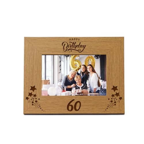 Image of Happy 60th Birthday Wooden Photo Frame Gift (4 x 6 Inch)
