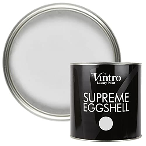 Image of Vintro Paint | Eggshell Paint | for Walls | Wood | Trim | Satin Furniture Paint | Interior & Exterior Use. (Chrysler - Light Grey, 2.5 Litres)
