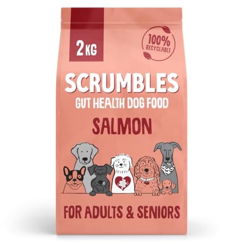 Image of Scrumbles Natural Dry Dog Food, Grain Free Recipe with Fresh Salmon, for Adults and Senior Breeds, 2 kg Bag,package may vary