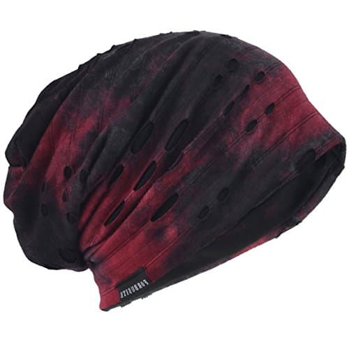 Image of HISSHE Unisex Jersey Slouch Beanie Thin Summer Skullcap (M,9B-Claret)